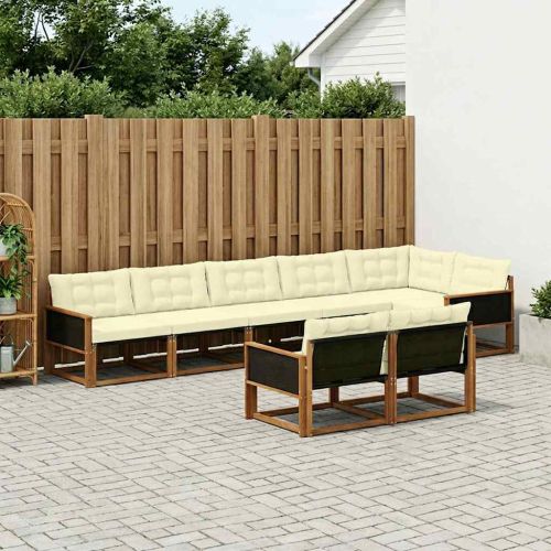 Комплект дивани за открито 8 pcs Натурален и Крема