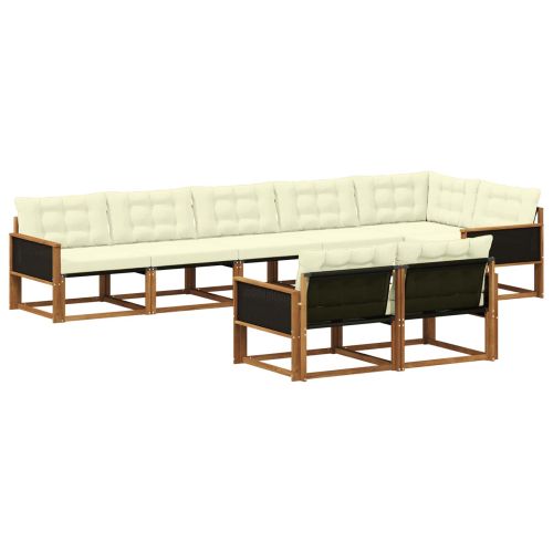 Комплект дивани за открито 8 pcs Натурален и Крема