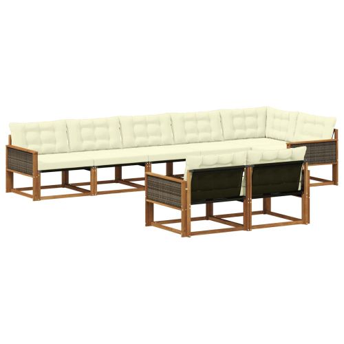 Комплект дивани за открито 8 pcs Натурален и Крема
