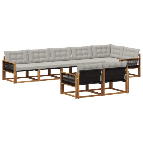 Комплект дивани за открито 8 pcs Натурално и светлосиво