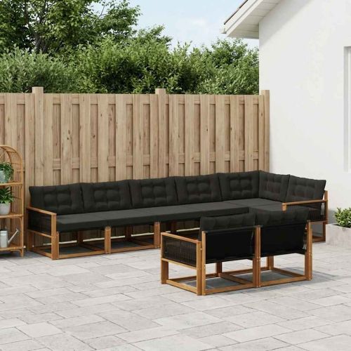 Комплект дивани за открито 8 pcs Естествено и черно