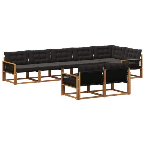 Комплект дивани за открито 8 pcs Естествено и черно