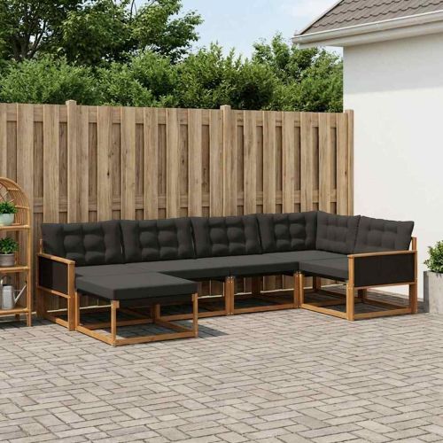 Комплект дивани за открито 6 pcs Естествено и черно