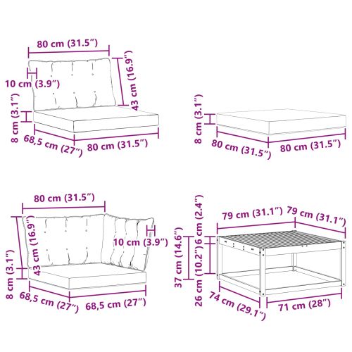 Комплект дивани за открито 7 pcs Натурално и светлосиво