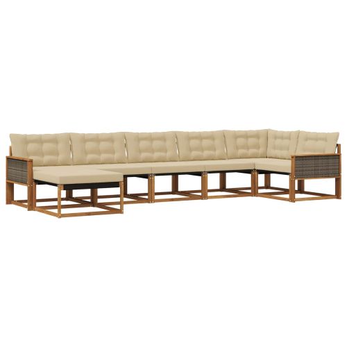 Комплект дивани за открито 7 pcs Натурален и Бежов