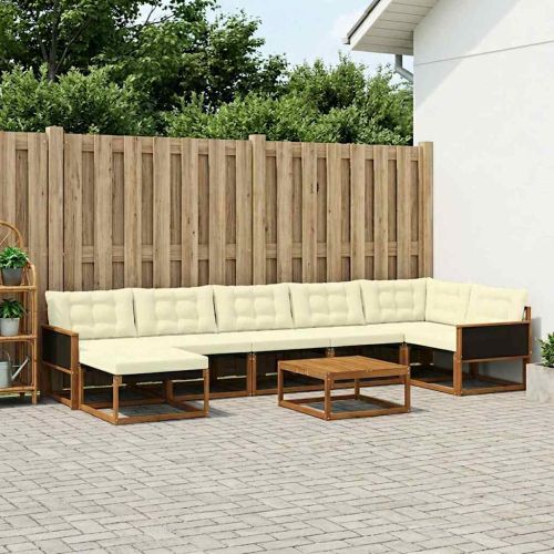 Комплект дивани за открито 8 pcs Натурален и Крема