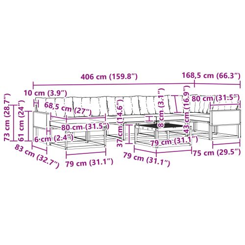 Комплект дивани за открито 8 pcs Натурален и Бежов