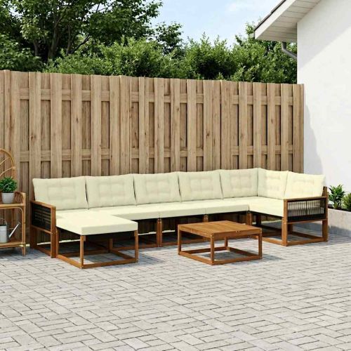 Комплект дивани за открито 8 pcs Натурален и Крема