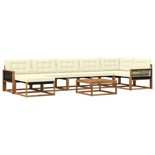 Комплект дивани за открито 8 pcs Натурален и Крема