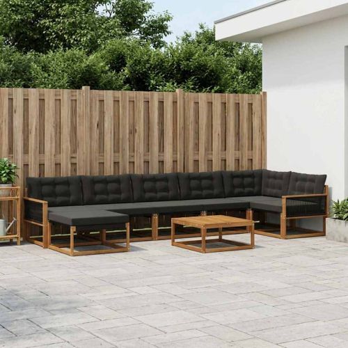 Комплект дивани за открито 8 pcs Естествено и черно