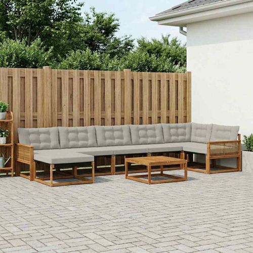 Комплект дивани за открито 8 pcs Натурално и светлосиво