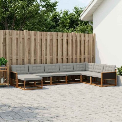 Комплект дивани за открито 8 pcs Натурално и светлосиво