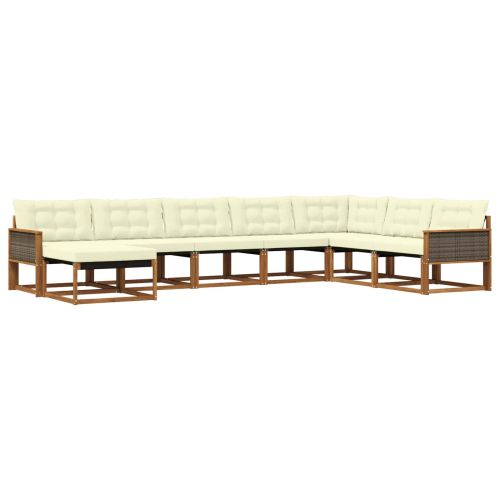 Комплект дивани за открито 8 pcs Натурален и Крема