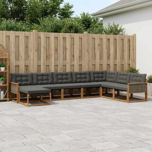 Комплект дивани за открито 8 pcs Естествено и черно