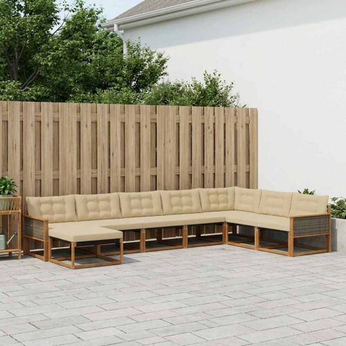 Комплект дивани за открито 8 pcs Натурален и Бежов