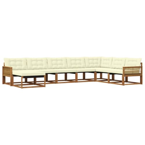 Комплект дивани за открито 8 pcs Натурален и Крема