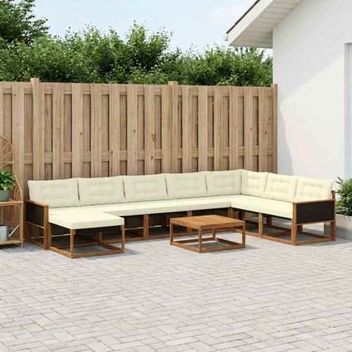 Комплект дивани за открито 9 pcs Натурален и Крема
