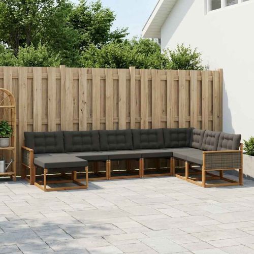 Комплект дивани за открито 9 pcs Естествено и черно