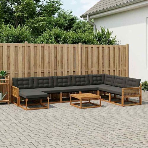 Комплект дивани за открито 9 pcs Естествено и черно