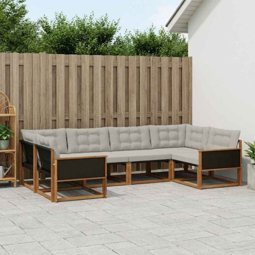 Комплект дивани за открито 6 pcs Натурално и светлосиво