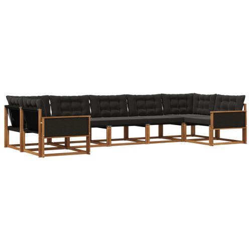 Комплект дивани за открито 7 pcs Естествено и черно