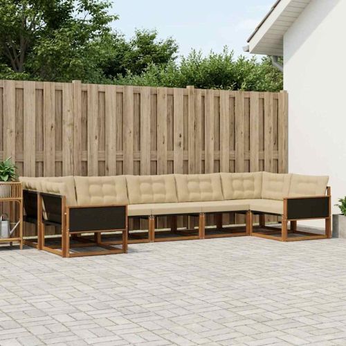 Комплект дивани за открито 7 pcs Натурален и Бежов
