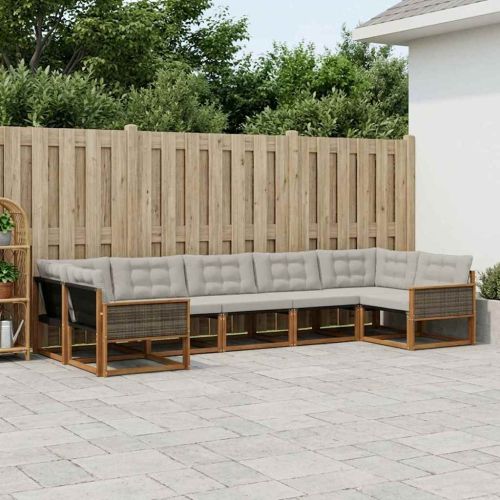 Комплект дивани за открито 7 pcs Натурално и светлосиво