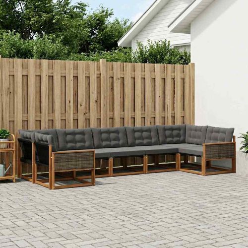 Комплект дивани за открито 7 pcs Естествено и черно