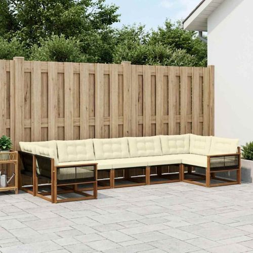 Комплект дивани за открито 7 pcs Натурален и Крема