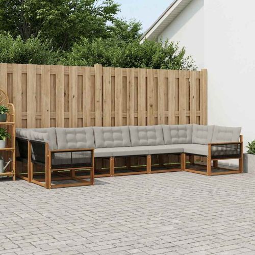 Комплект дивани за открито 7 pcs Натурално и светлосиво