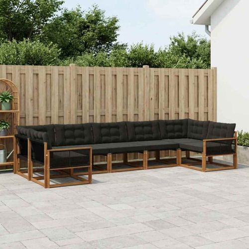 Комплект дивани за открито 7 pcs Естествено и черно
