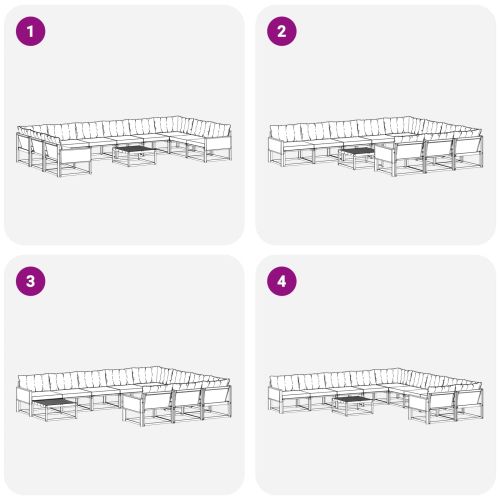 Комплект дивани за открито 11 pcs Естествено и черно