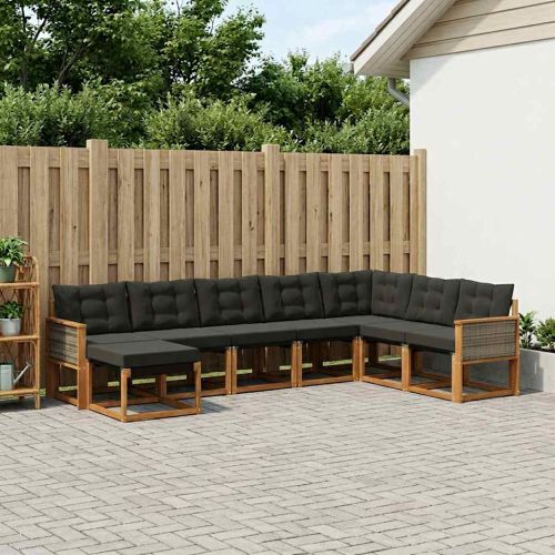 Комплект дивани за открито 8 pcs Естествено и черно