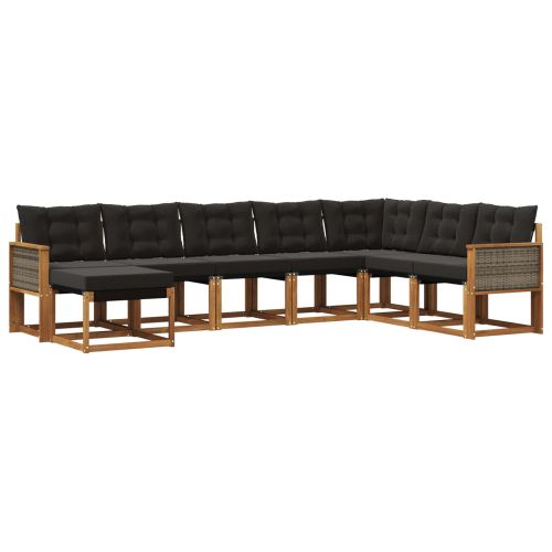 Комплект дивани за открито 8 pcs Естествено и черно