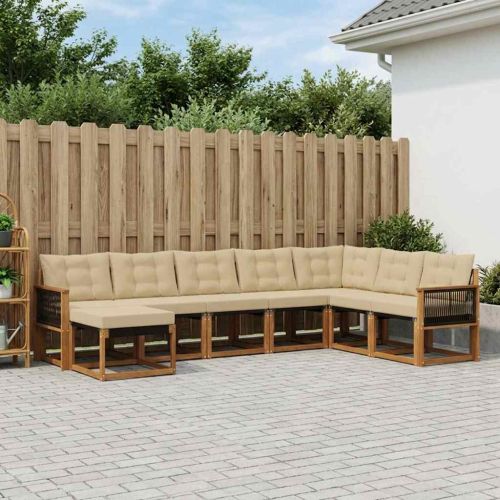 Комплект дивани за открито 8 pcs Натурален и Бежов