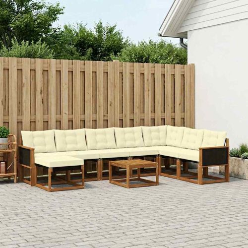 Комплект дивани за открито 9 pcs Натурален и Крема