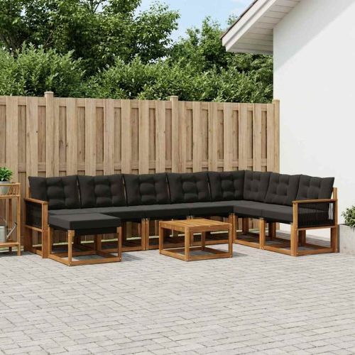 Комплект дивани за открито 9 pcs Естествено и черно