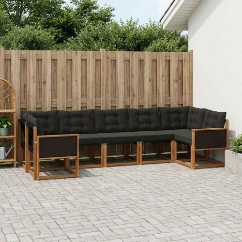 Комплект дивани за открито 7 pcs Естествено и черно