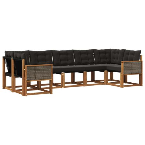 Комплект дивани за открито 7 pcs Естествено и черно