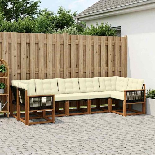 Комплект дивани за открито 7 pcs Натурален и Крема