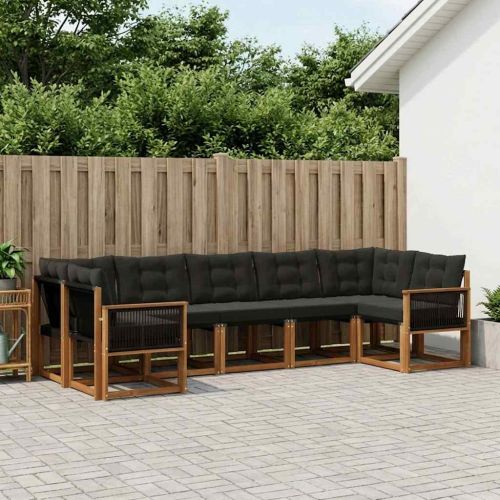 Комплект дивани за открито 7 pcs Естествено и черно