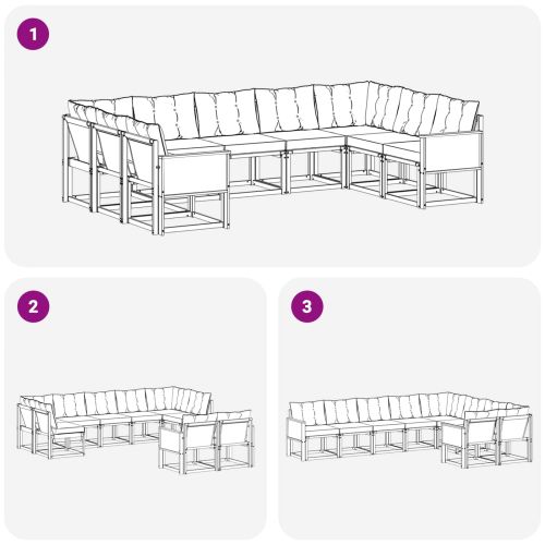 Комплект дивани за открито 9 pcs Естествено и светлосиво