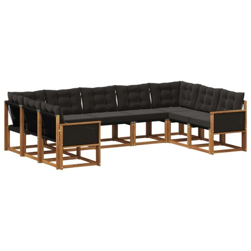 Комплект дивани за открито 9 pcs Естествено и черно