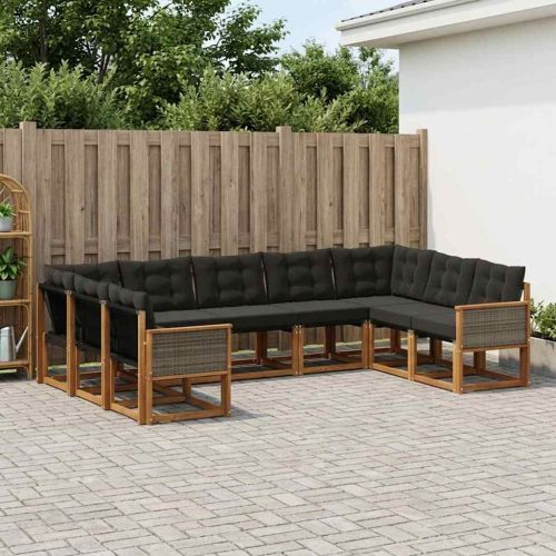 Комплект дивани за открито 9 pcs Естествено и черно