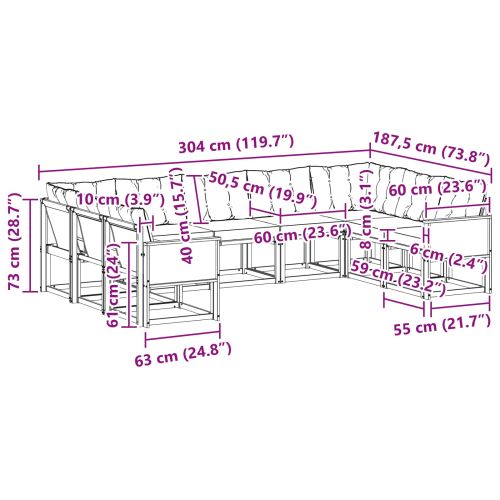 Комплект дивани за открито 9 pcs Натурален и Бежов