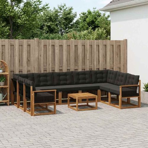 Комплект дивани за открито 10 pcs Естествено и черно