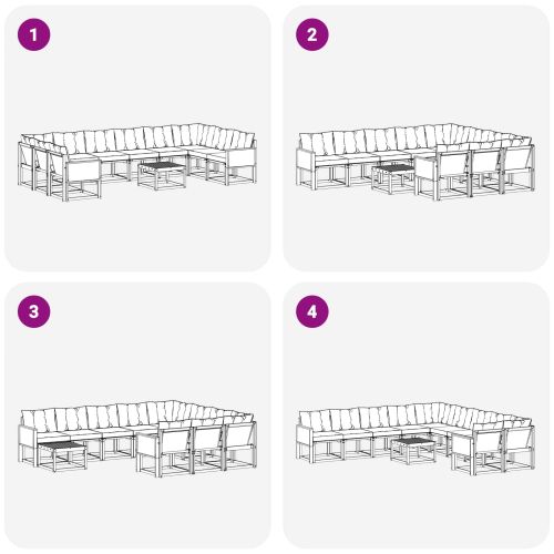 Комплект дивани за открито 11 pcs Естествено и светлосиво