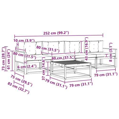 Комплект дивани за открито 5 pcs Натурален и Бежов