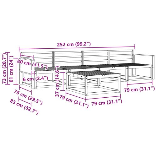 Комплект дивани за открито 5 pcs Натурално