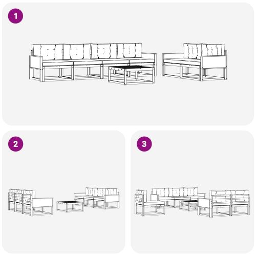 Комплект дивани за открито 7 pcs Натурален и Крема